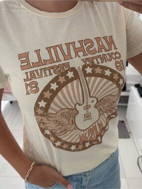 Nashville Country Festival Graphic Tee - Cream & Brown